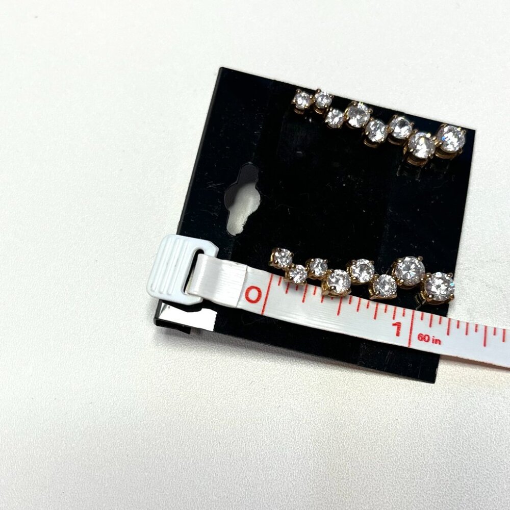 Elegant Rhinestone and Gold Tone Drop Earrings - Picture 8 of 10